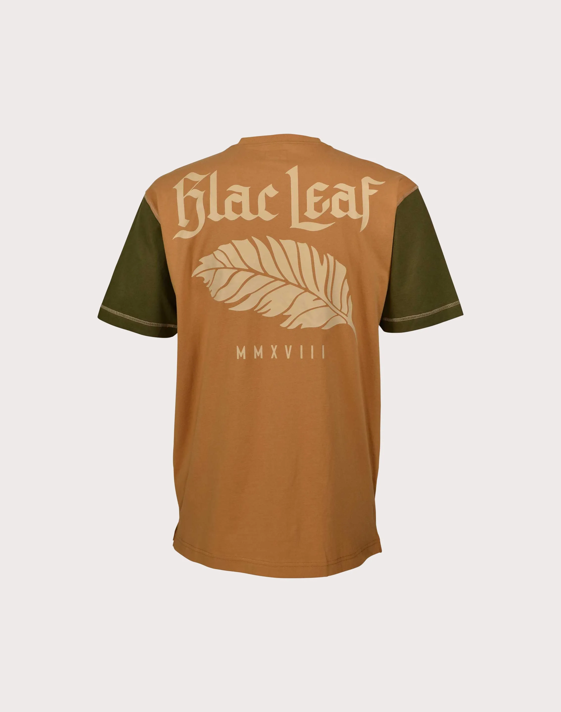 FourWay Stretch Blac Leaf Rustic Patchwork Putty Tee