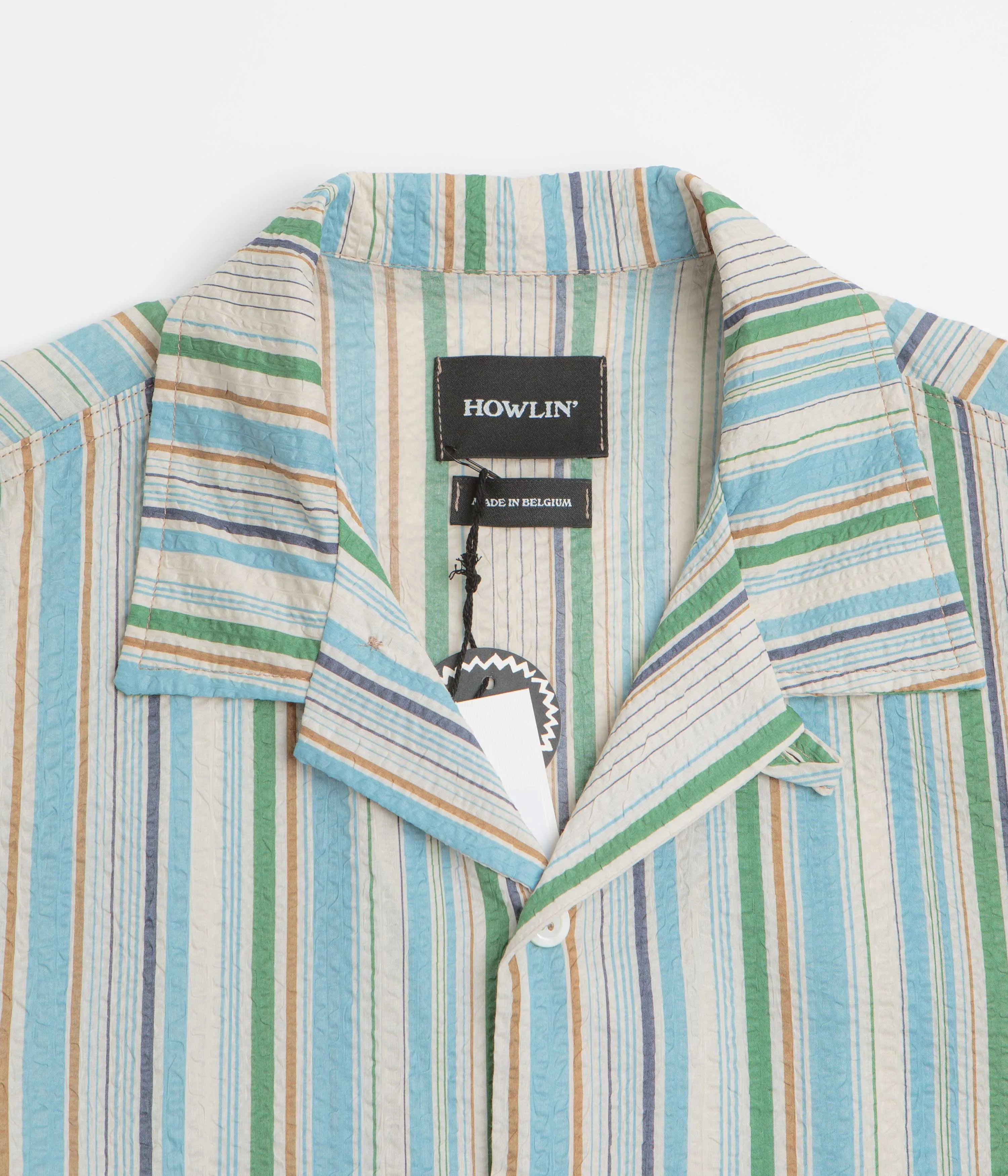 Performance Fabric Sustainable Manufacturing Process Howlin' Cocktail D??Amore Short Sleeve Shirt - Tropical Stripes