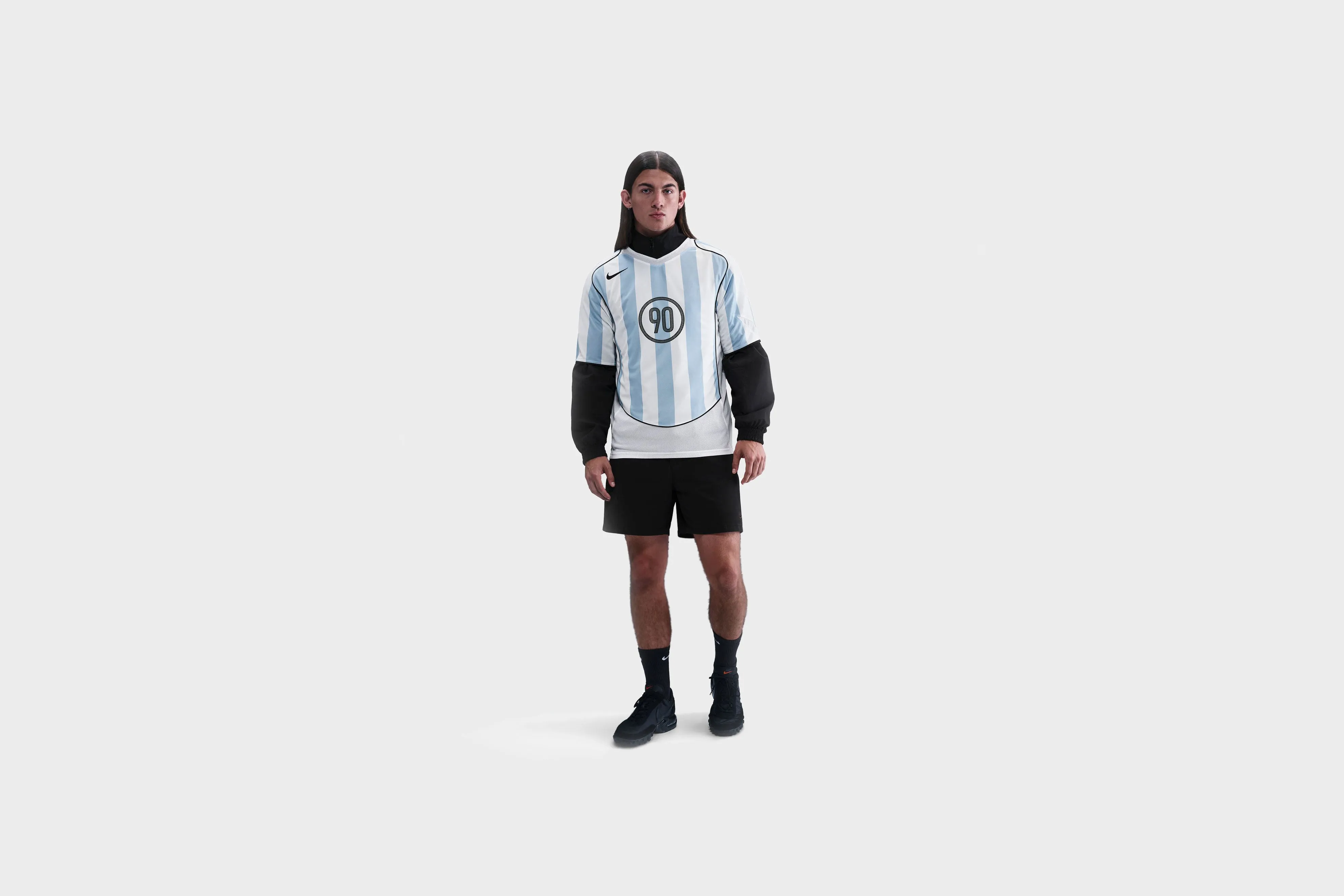 Nike Total 90 Soccer Jersey (Psychic Blue/White/Black/Black) FlexibleFit Reflective accents