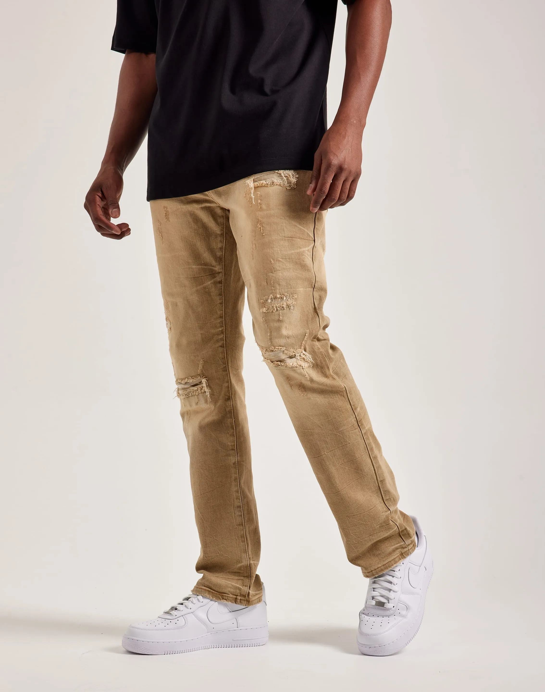 Busy Glow OekoTexCertified Smoke Rise Wave Effect Straight Denim Jeans