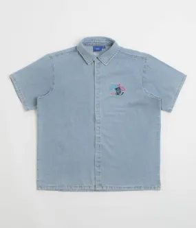 Helas Bad Washed Denim Short Sleeve Shirt - Light Blue Versatile Styling