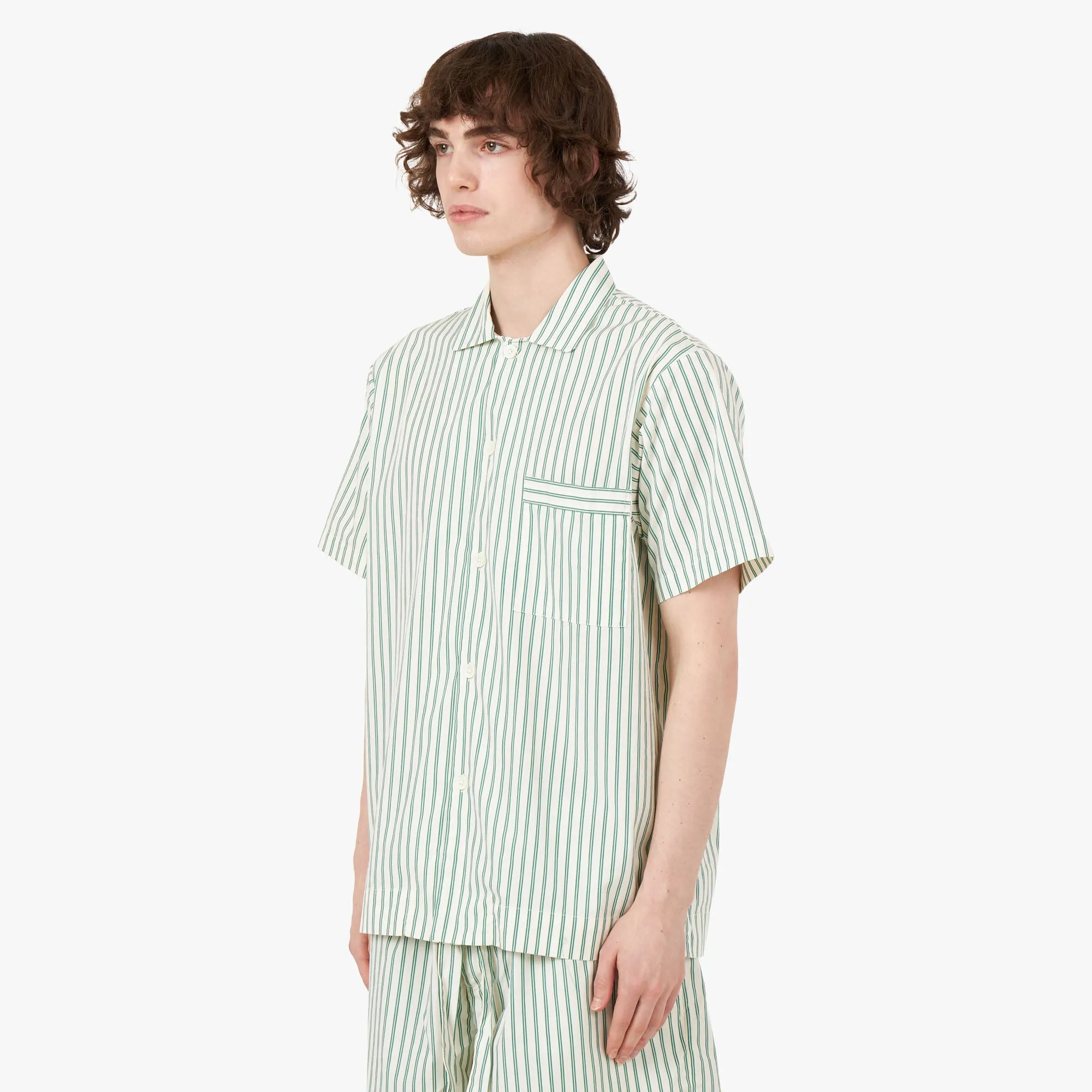 Tekla Poplin Short Sleeve Shirt / Clover Stripes Non Restrictive Fit