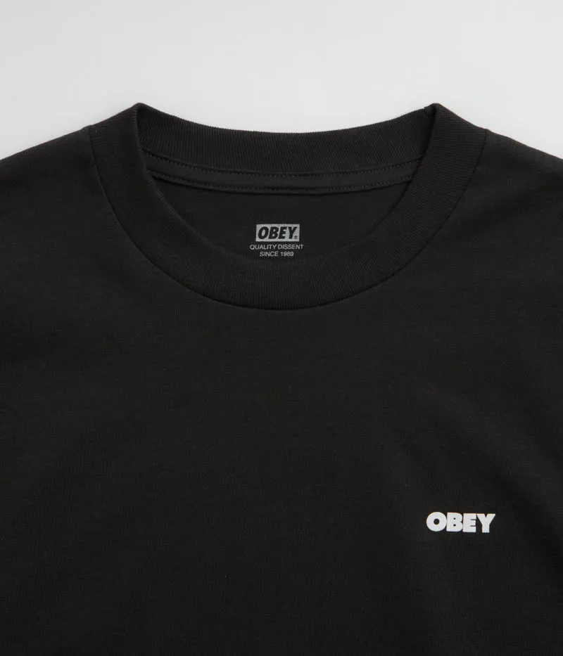 Layered Hem Reinforcement Obey Bold Eye T-Shirt - Black
