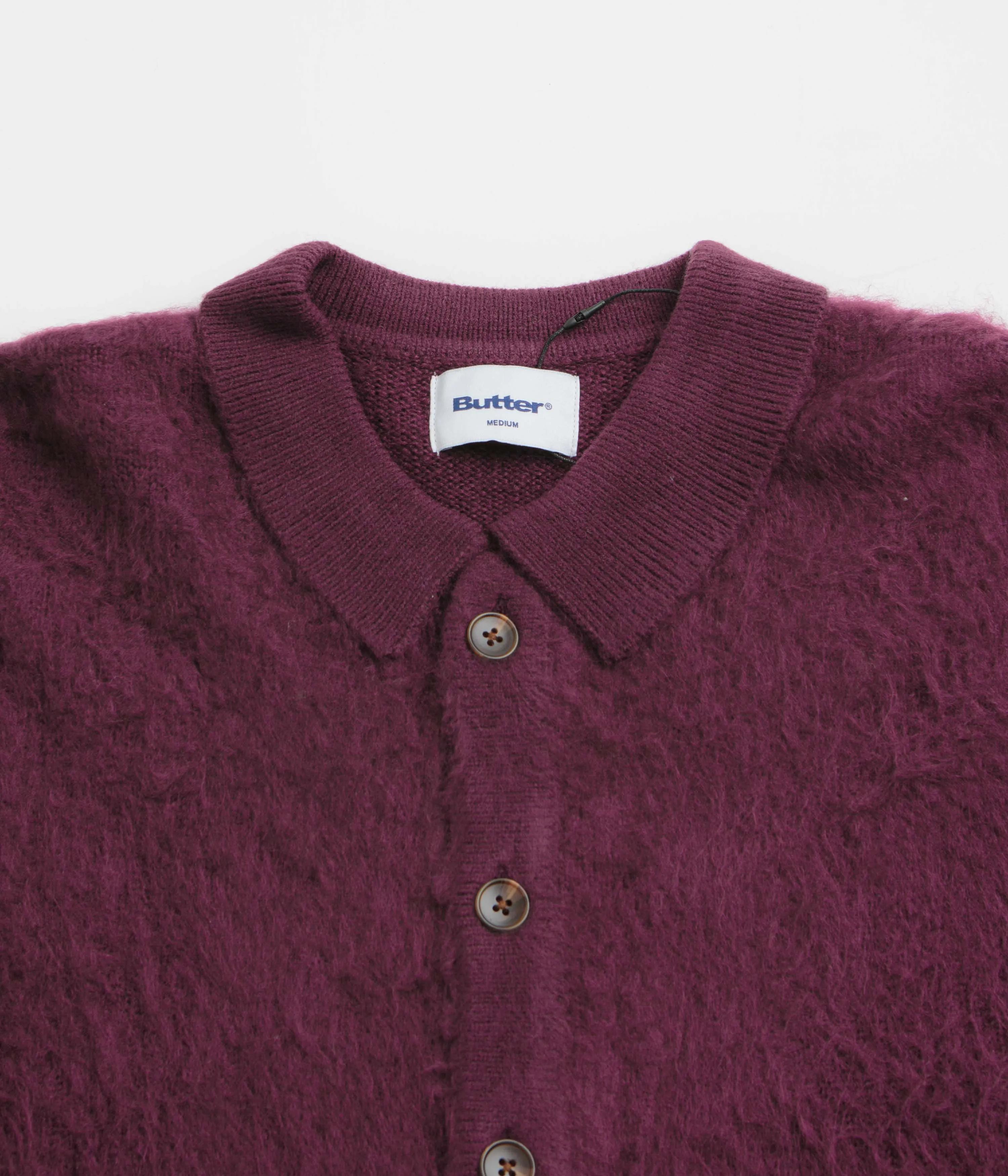 Butter Goods Mohair Button Up Knitted Shirt - Port Moisture Wicking Material Tailored Silhouette