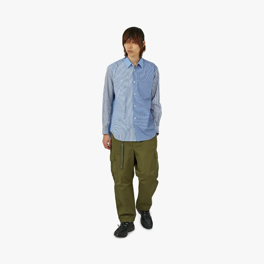 COMME des GAR?ONS SHIRT Striped Poplin Shape 5 / Blue Versatile Piece