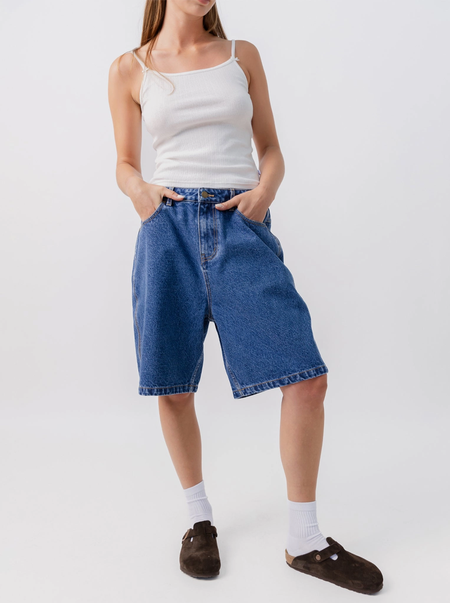 Baggy Denim Shorts Patchwork Design