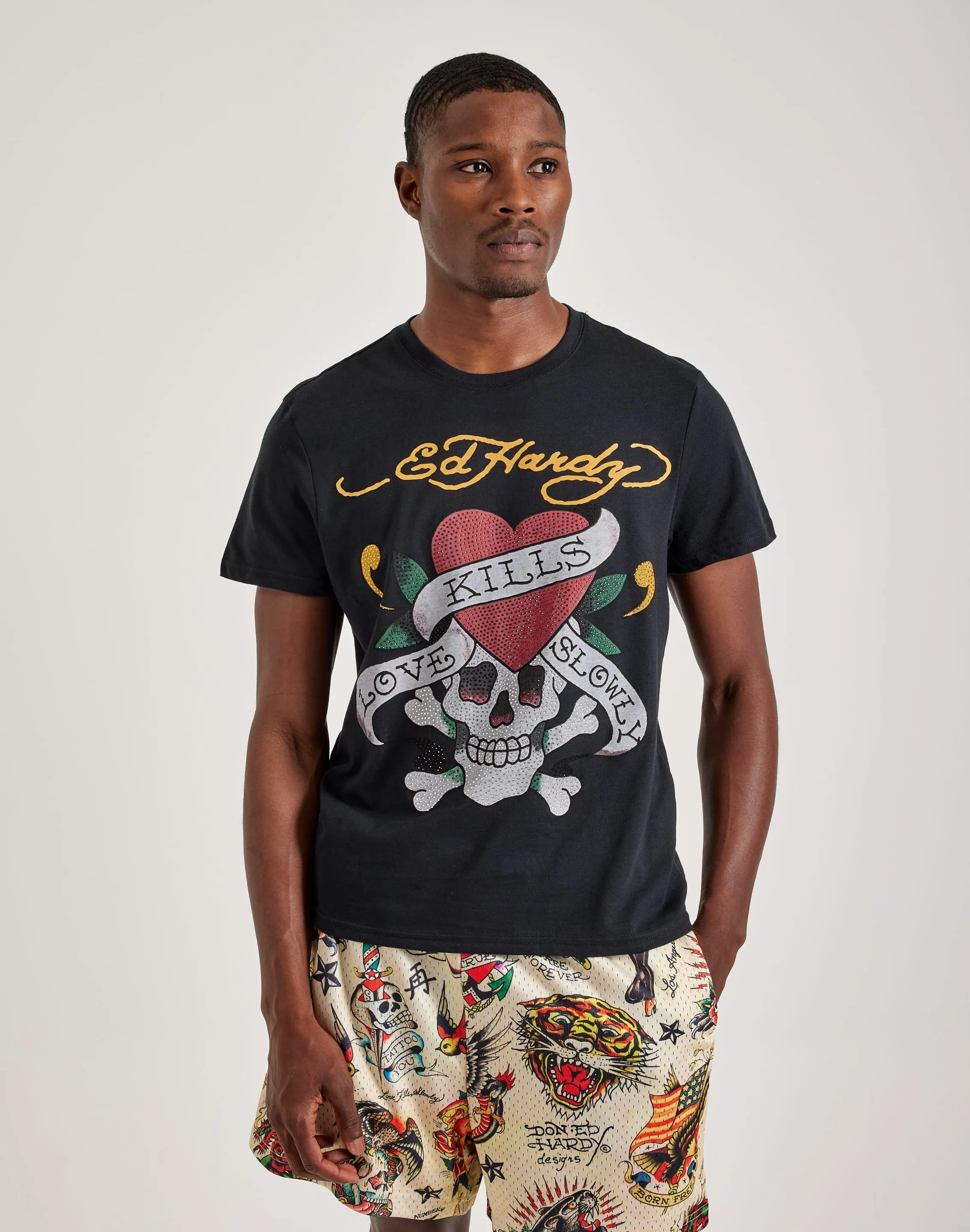 EcoFriendly Material OdorControl Technology Ed Hardy Rhinestone Skull Tee