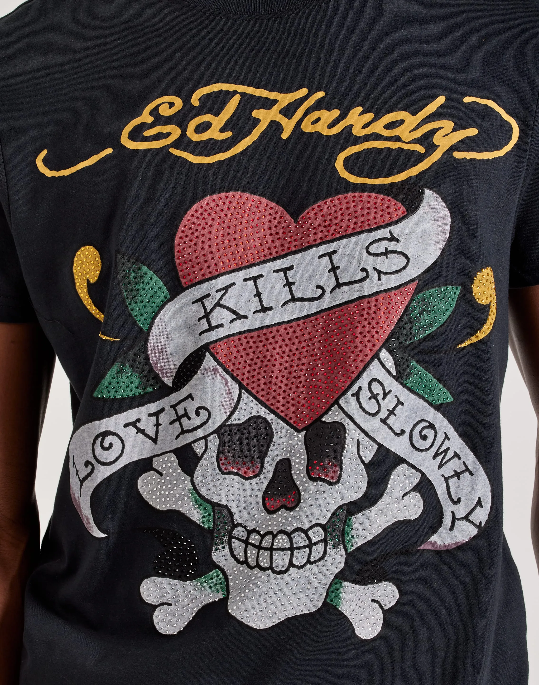 hypoallergenic material Ed Hardy Rhinestone Skull Tee