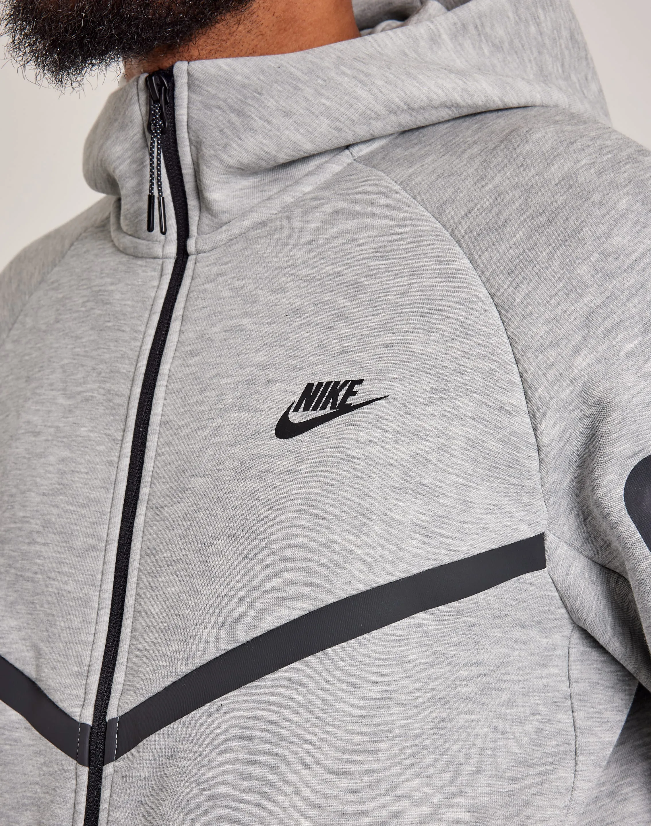 Recycled Polyester Blend Layered Hem Details Nike Tech Fleece Windrunner Full-Zip Hoodie