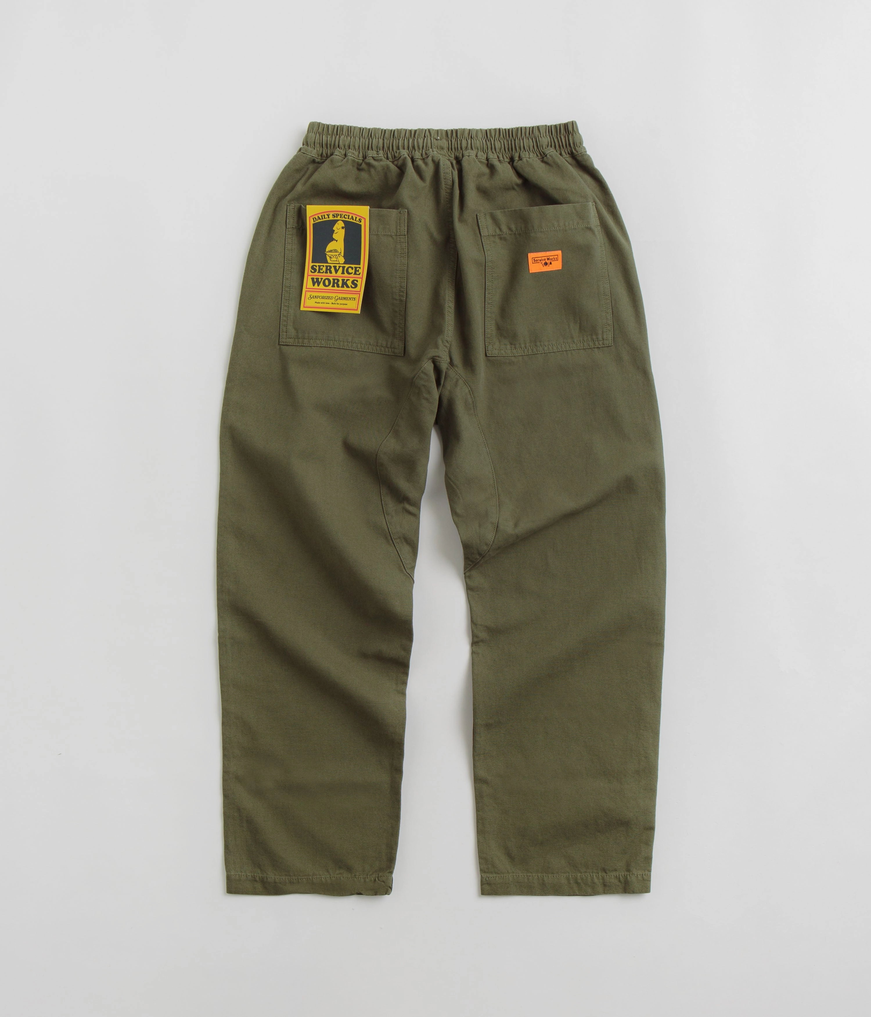 Service Works Classic Chef Pants - Olive Compression Support Lining SustainableManufacturing