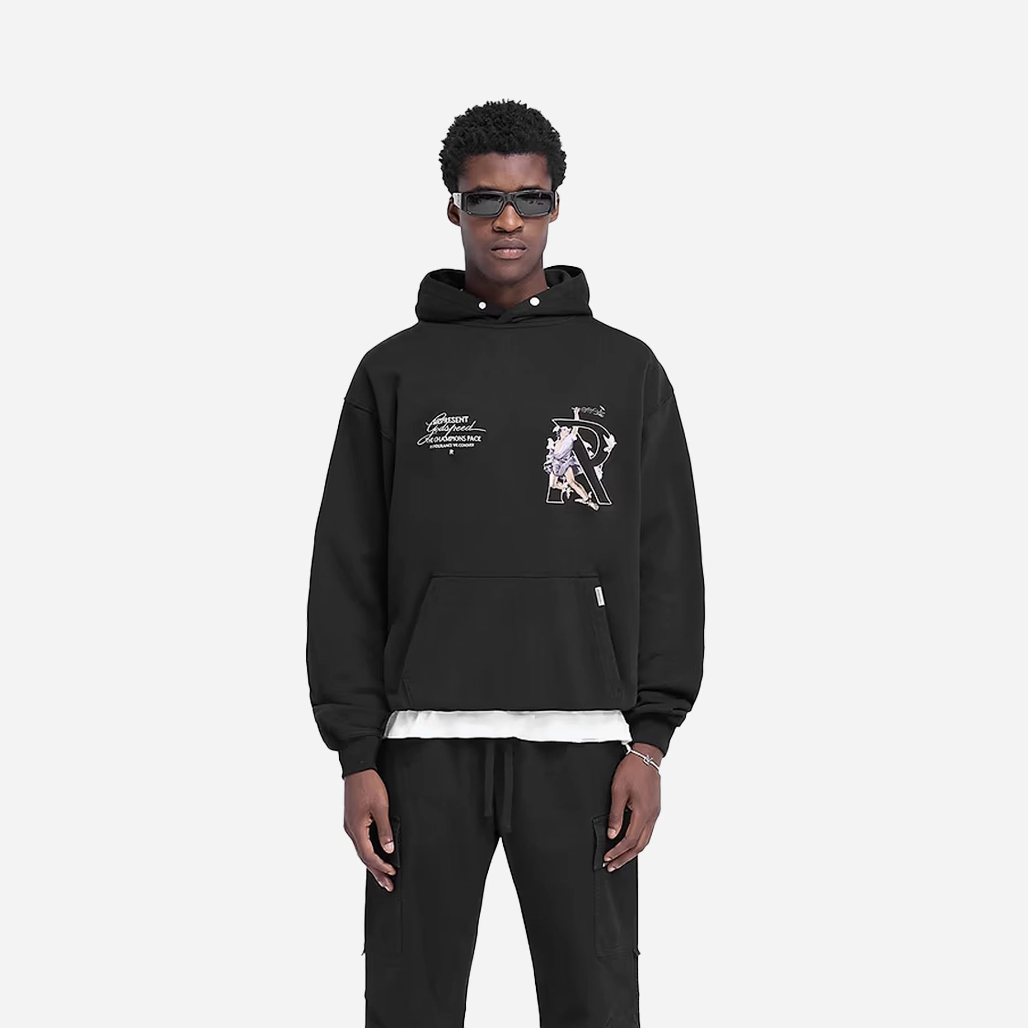 Elastic cuffs Summer Glow Represent | HERMES HOODIE { JET BLACK