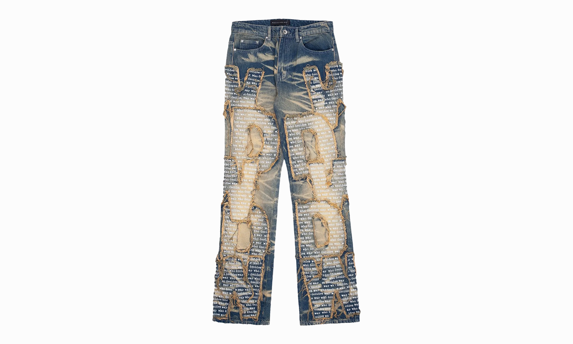 WDW Overlay Denim Jeans "Blue" Zero Waste Pattern Design Distressed Details