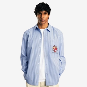 ALMOST GODS | BURNING HEART STRIPED SHIRT { BLUE/WHITE Style Mood