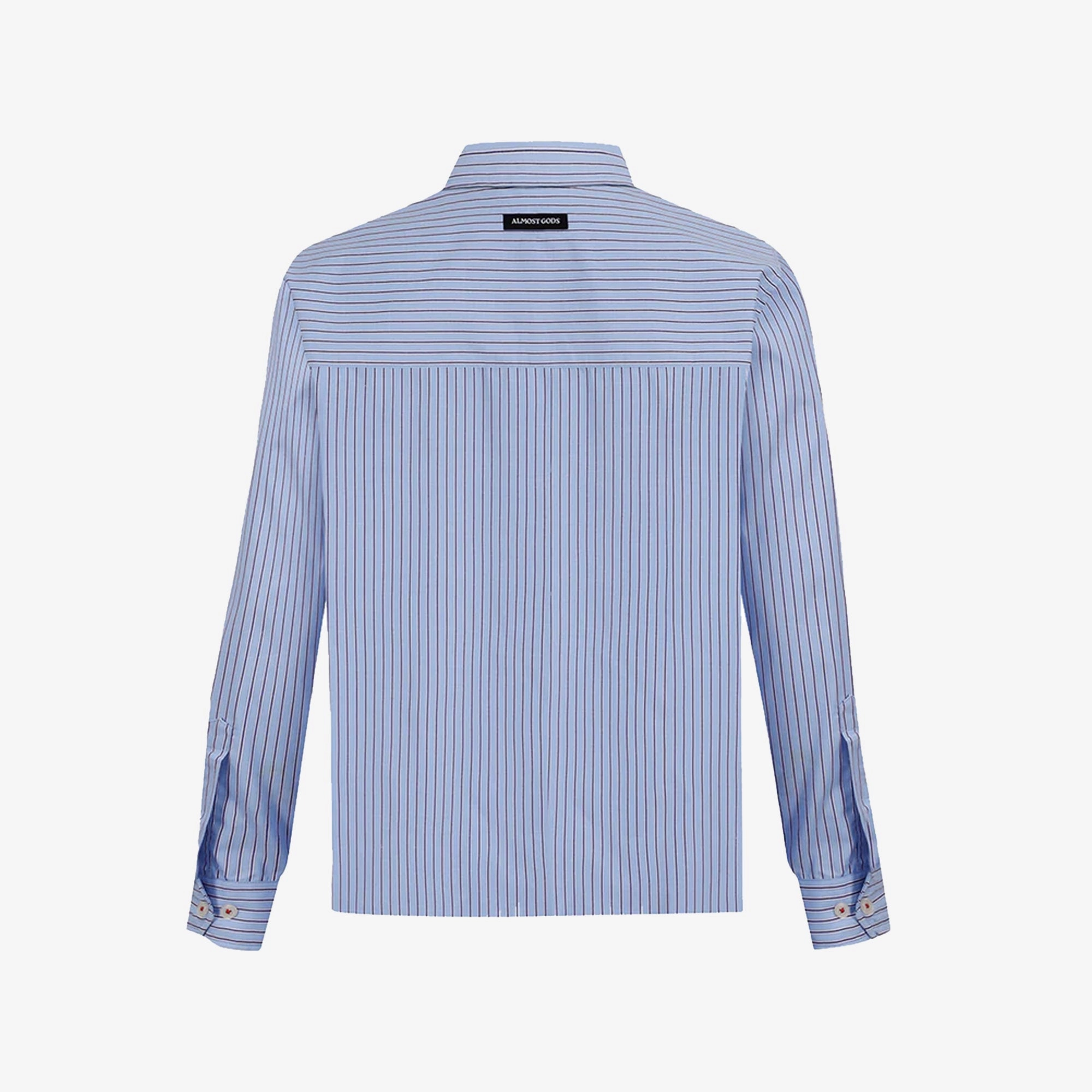 ThermalRegulating Fabric UltraSoft Texture ALMOST GODS | BURNING HEART STRIPED SHIRT { BLUE/WHITE