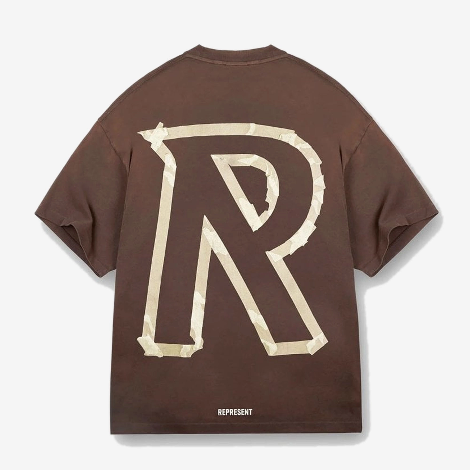 Sustain Glow REPRESENT | MASKING TAPE INITIAL T-SHIRT { BROWN