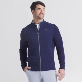 Cloudspun Fleece Hybrid Jacket Deep Navy Stand Up Collar