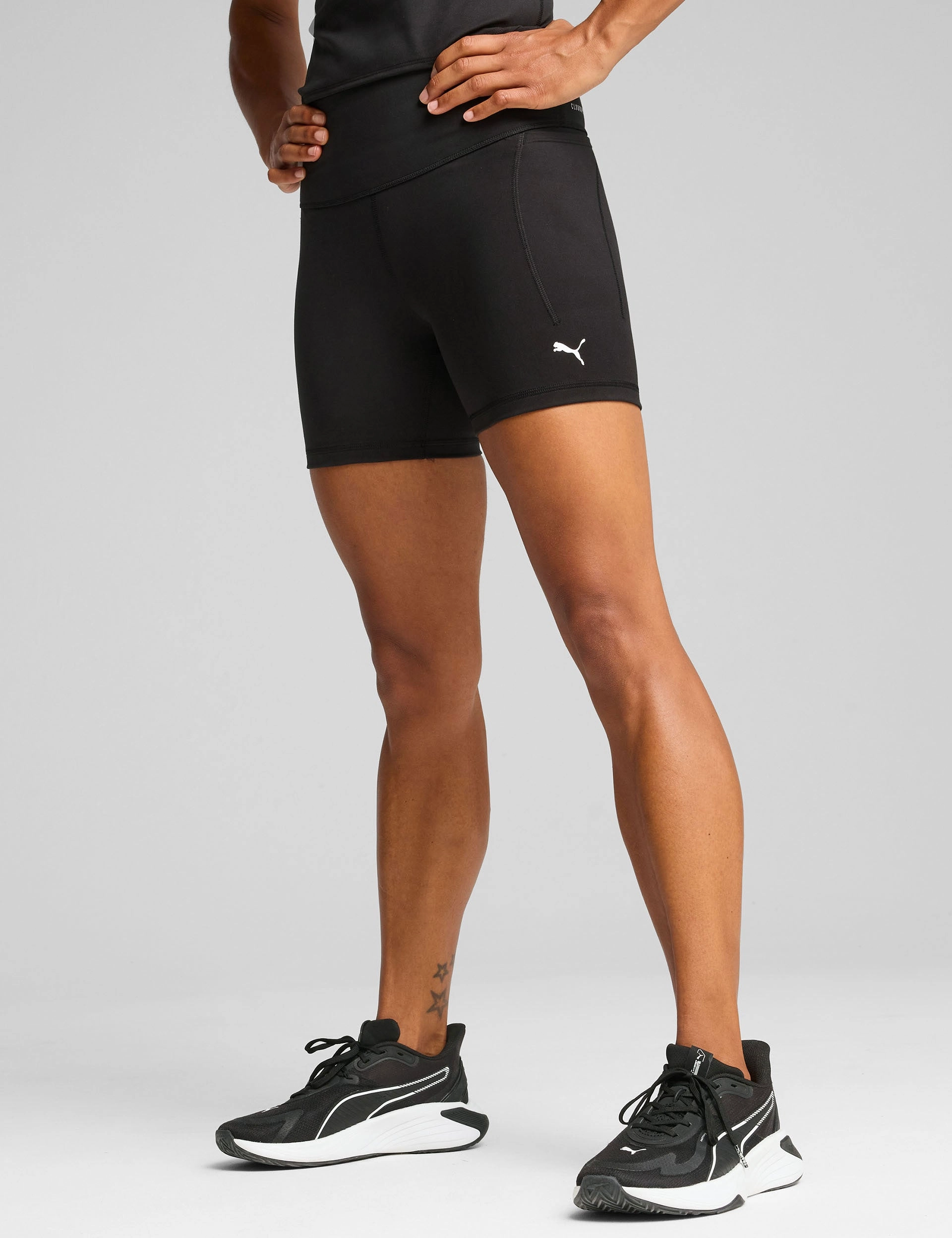 Cloudspun High Waisted 5" Tight Shorts - Black/White Breeze Friendly Hygienic Antimicrobial Layer