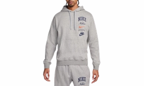 Club Fleece Men's Pullover Hoodie "Dark Grey Heather/Light Smoke Grey/Safety Orange"