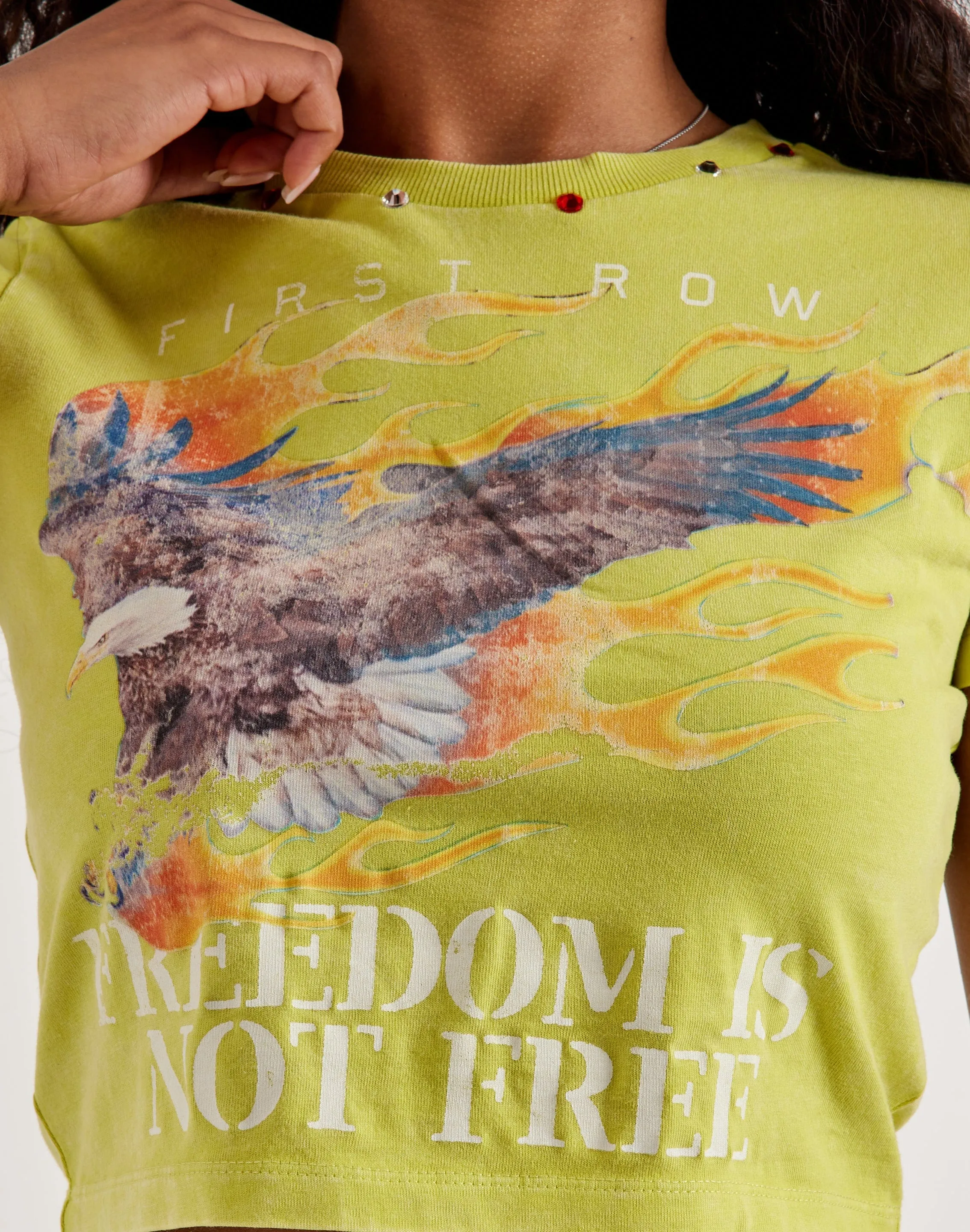 First Row Eagle Baby Tee Strong Edge Sunset Scene