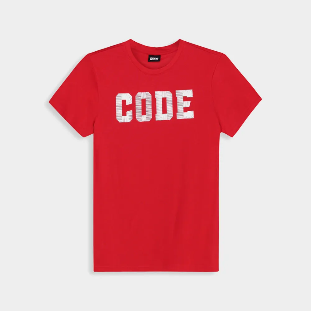AI Core Code Mens Collegiate Puff Tee Red