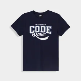 Spirit Core Natural Fiber Blend Code Mens Denim Swoosh Graphic Tee Blue
