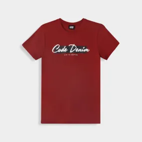 Bio Glow Code Mens Distressed Graphic Tee Red