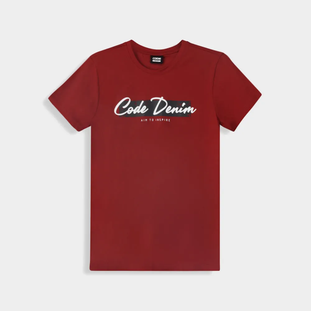 Bio Glow Code Mens Distressed Graphic Tee Red