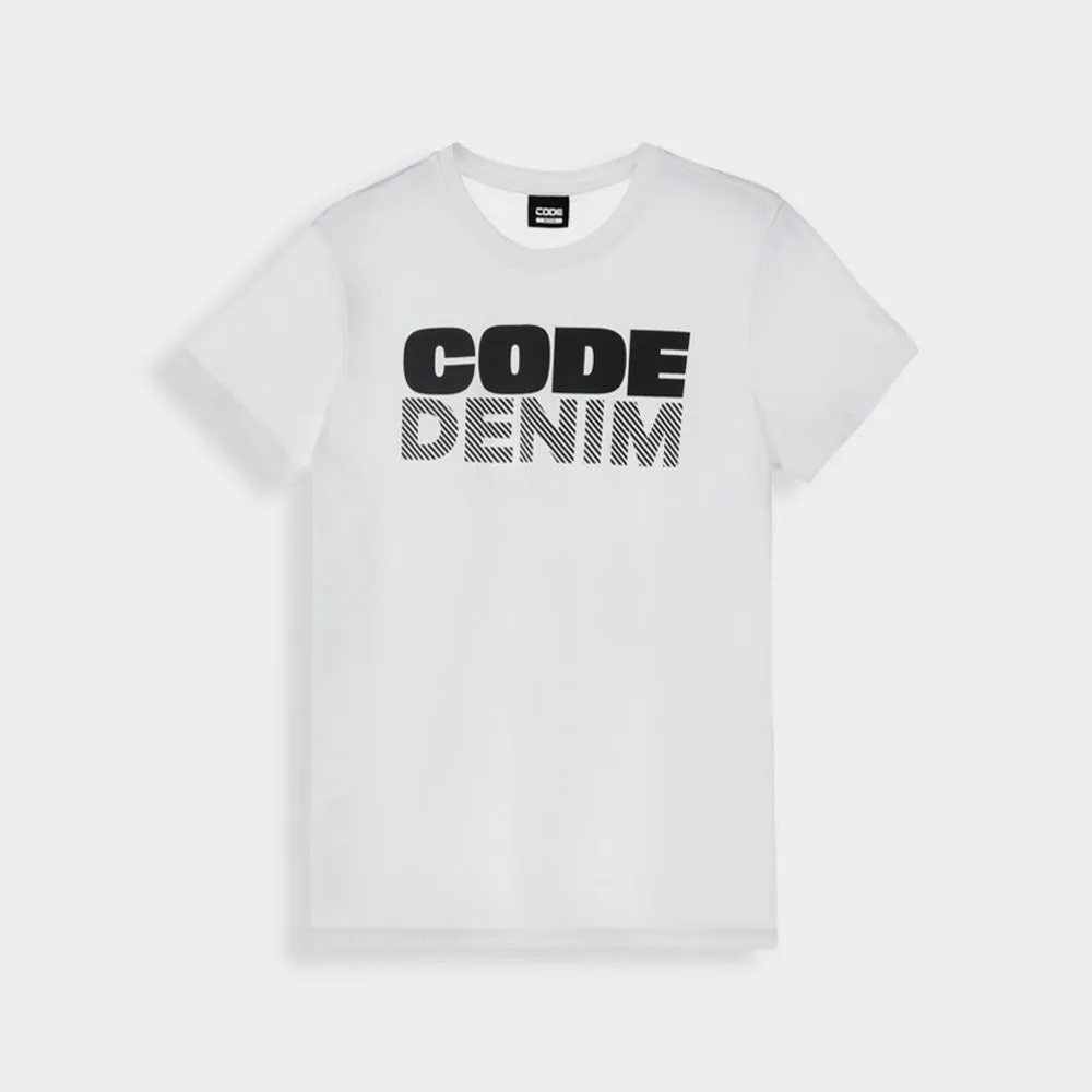 Code Mens Graphic Diagonal Stripes Tee White HypoallergenicMaterial SnagProofMaterial