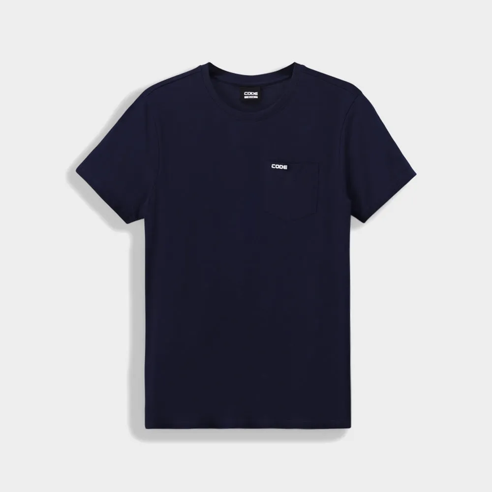 Code Mens Rib Crew Neck Tee Navy ZeroIrritationLabels Sun Protection Fabric