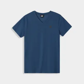Spring Glow elastic waistband Code Mens Rib V-Neck Tee Blue