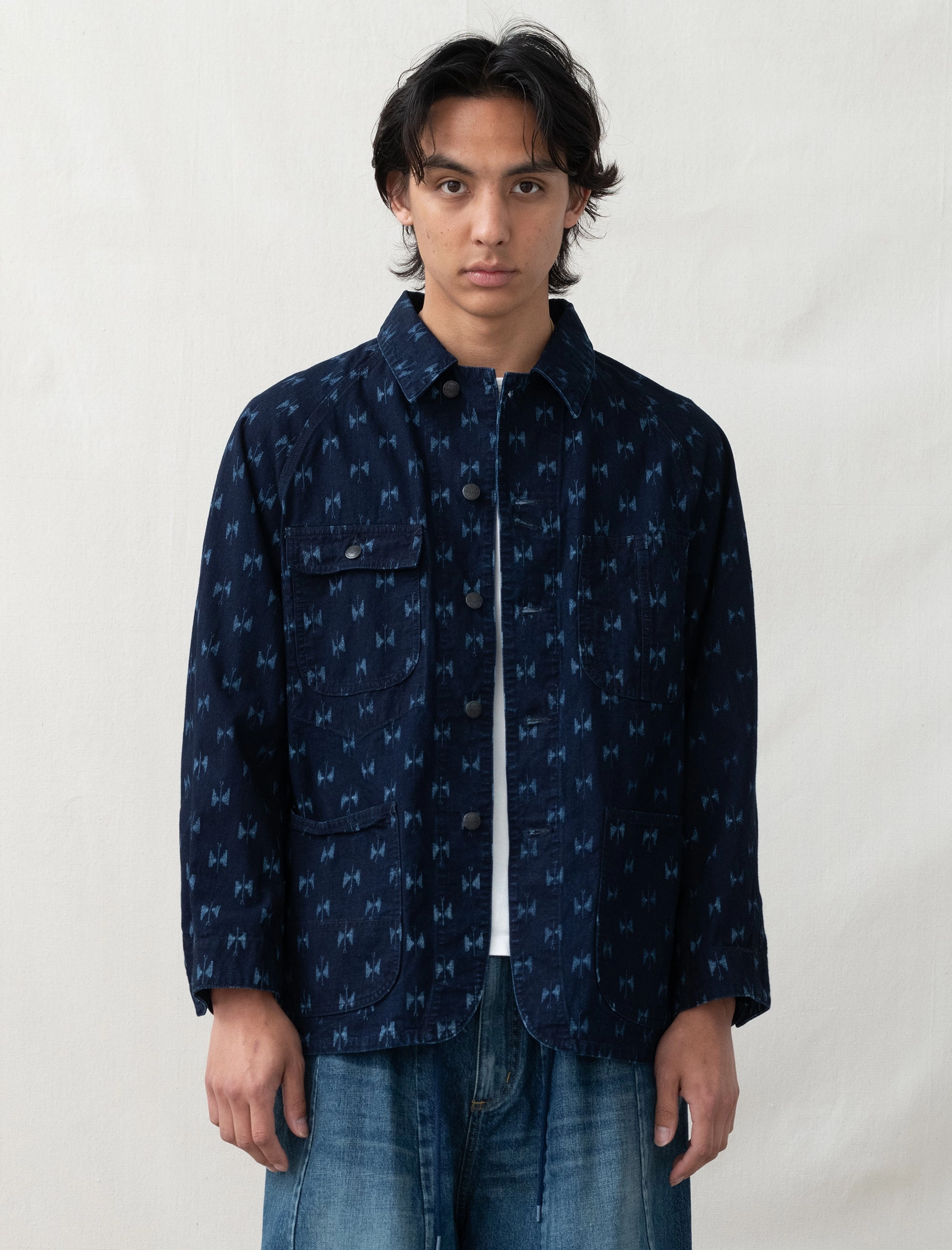 Versatile Design Cold Resist Coverall Indigo Kasuri (Papillon)