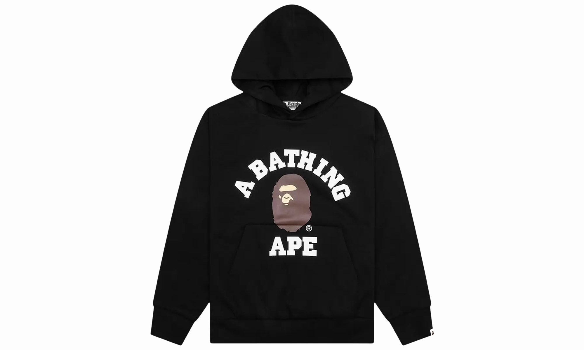 College Puffy Relaxed Fit Pullover Hoodie "Black"