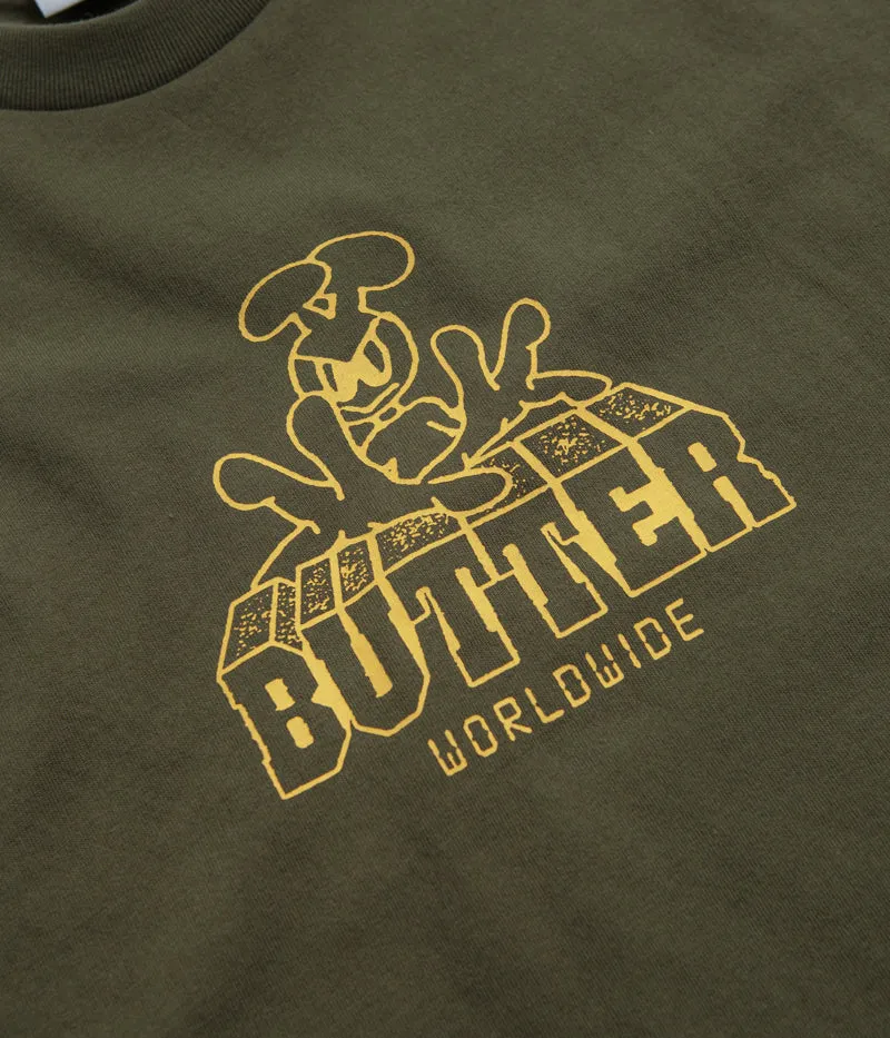 flare pants silhouette Beach Style Butter Goods Alien T-Shirt - Army