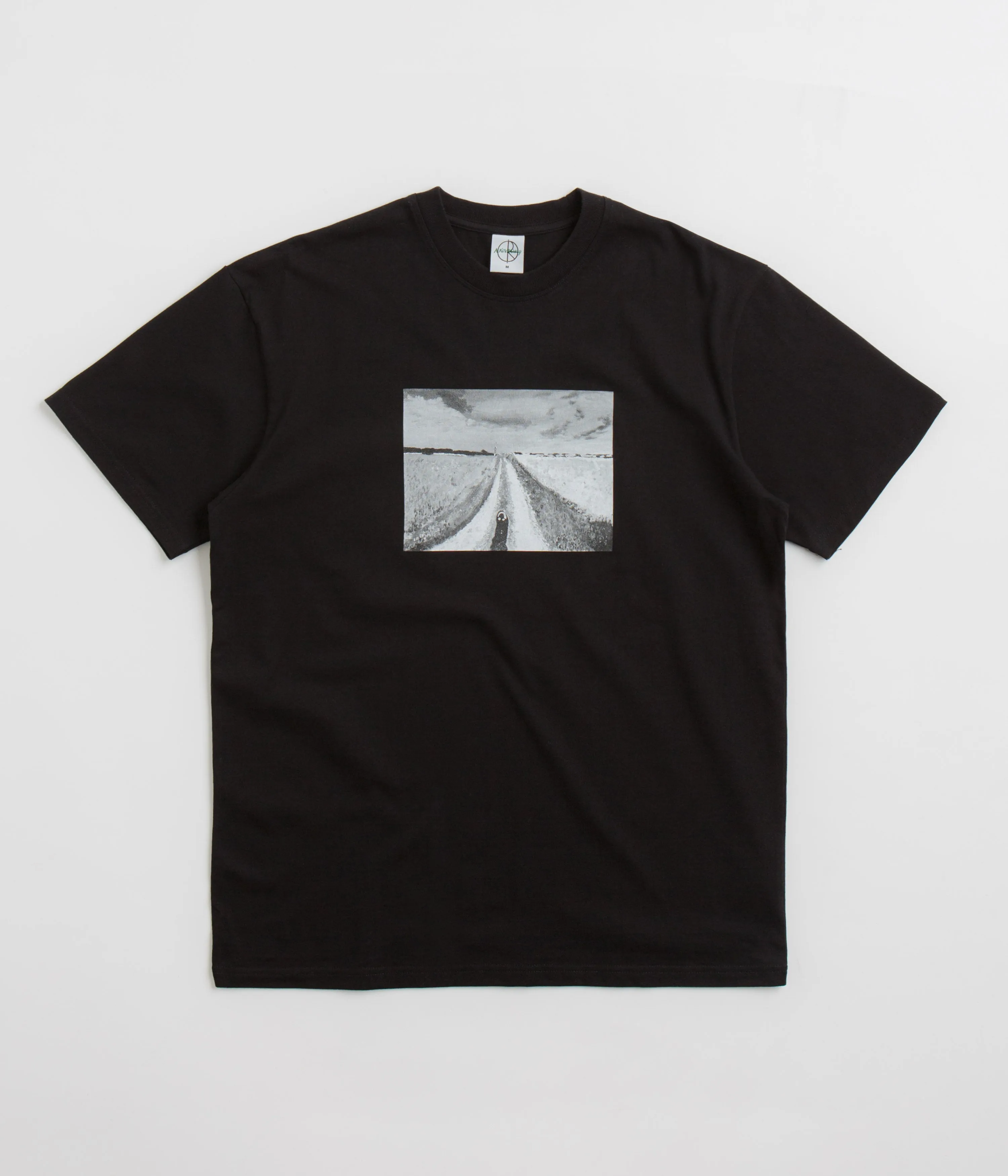 petite size Yarn Dyed Stripes Polar Open Fields T-Shirt - Black
