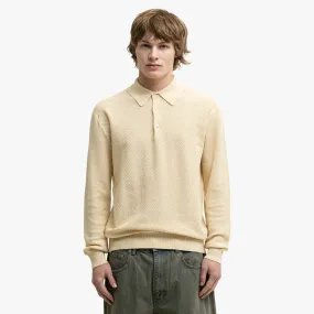 BEAMS PLUS Knit Polo Diamond Off White Pastel Shade