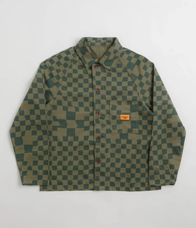 Service Works Drill Printed FOH Jacket - Olive Checker Comfortable fit