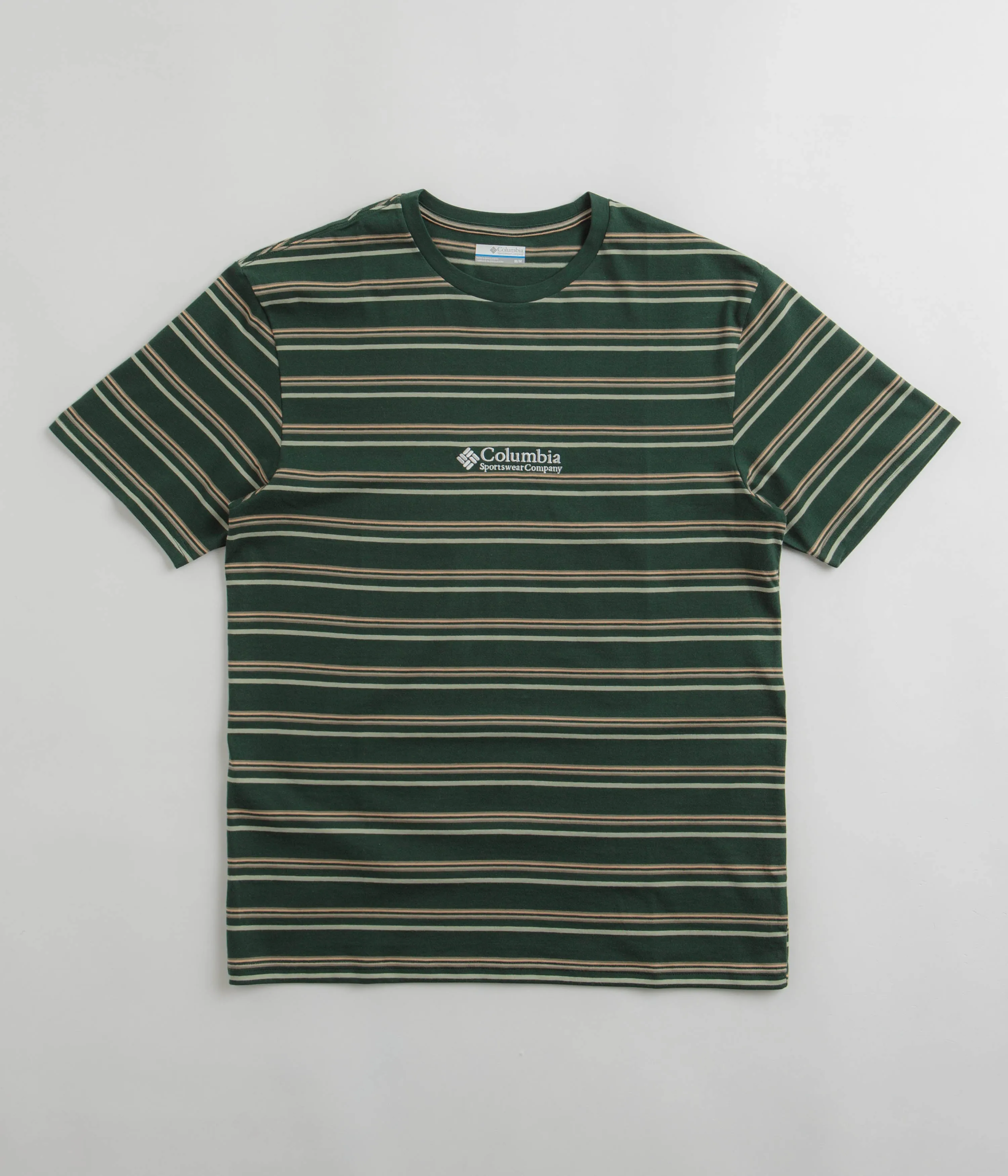 Ruffled Cropped Columbia Somer Slope Striped T-Shirt - Spruce