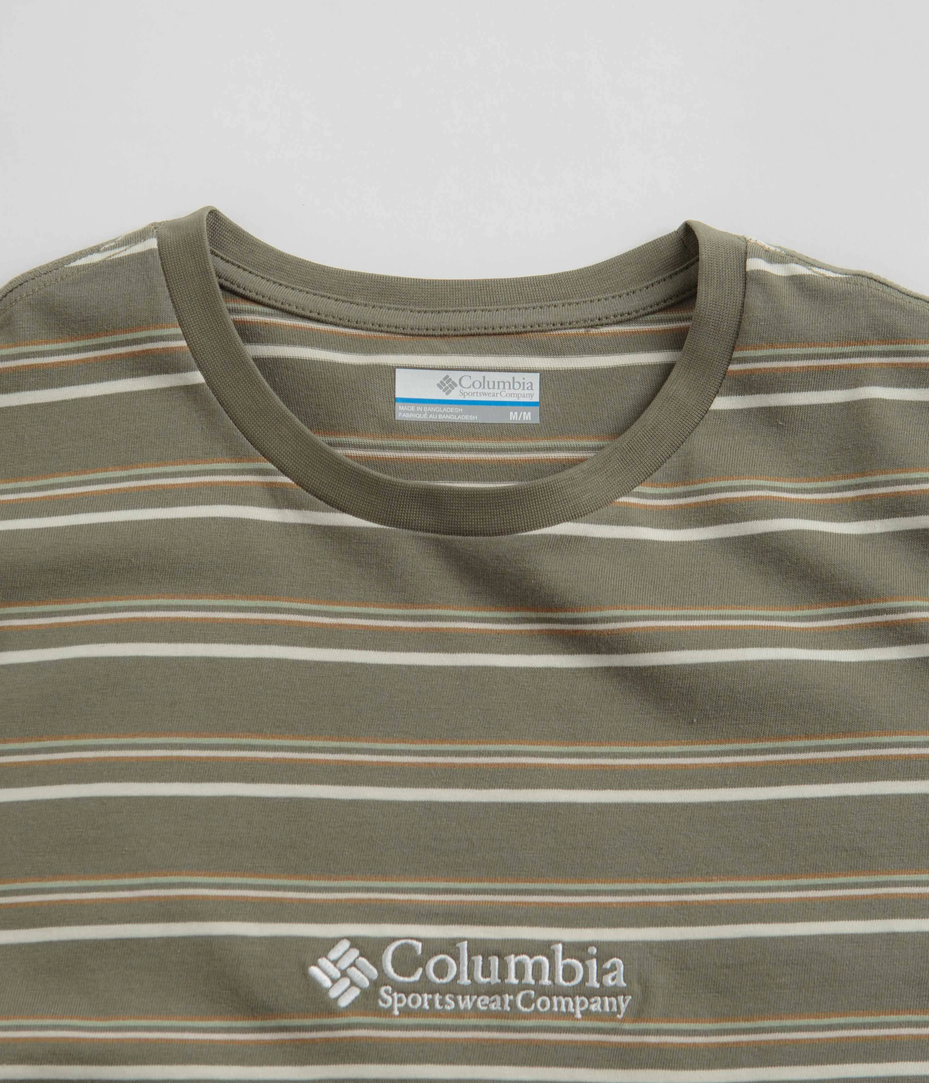 Low-waisted Spring Wear Columbia Somer Slope Striped T-Shirt - Stone Green
