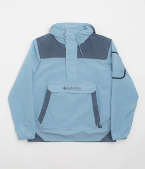 Columbia Challenger Windbreaker Anorak - Ripple Blue / Dark Mountain Stand Up Collar wedding guests