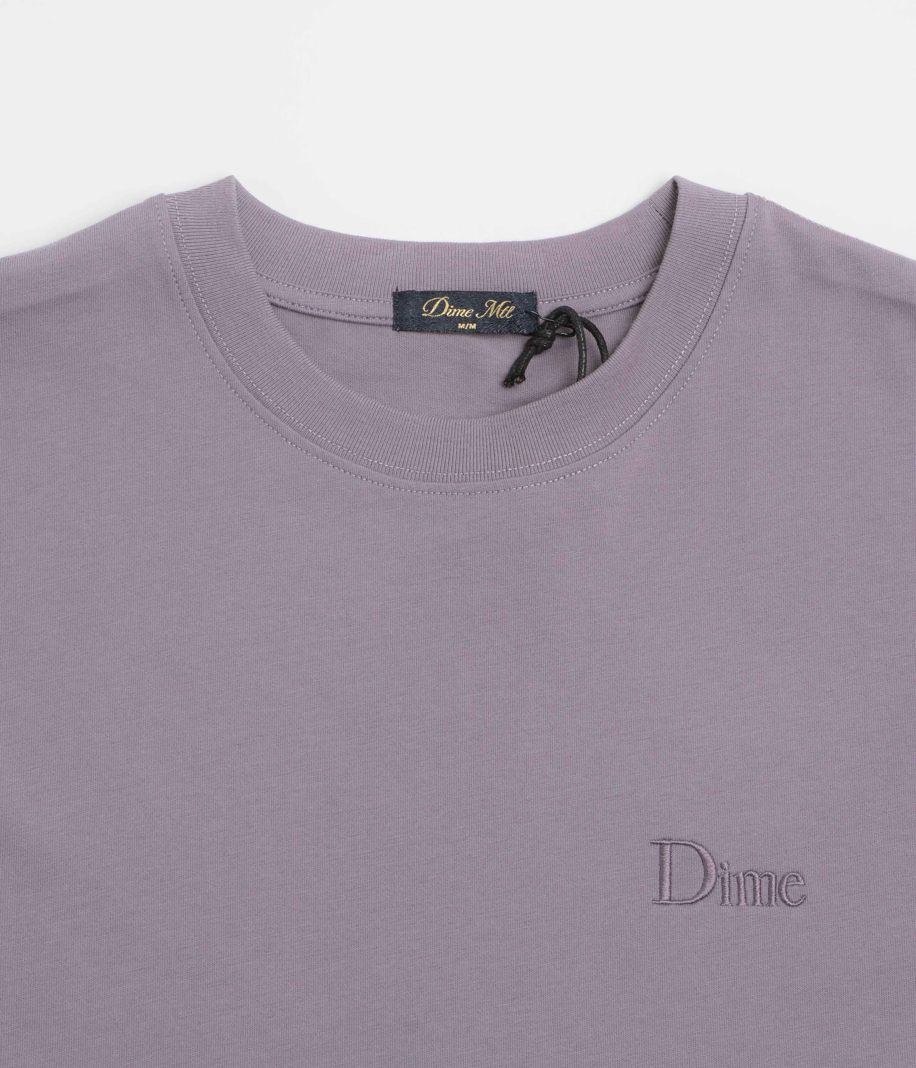 earthy colors Dime Classic Small Logo T-Shirt - Plum Grey