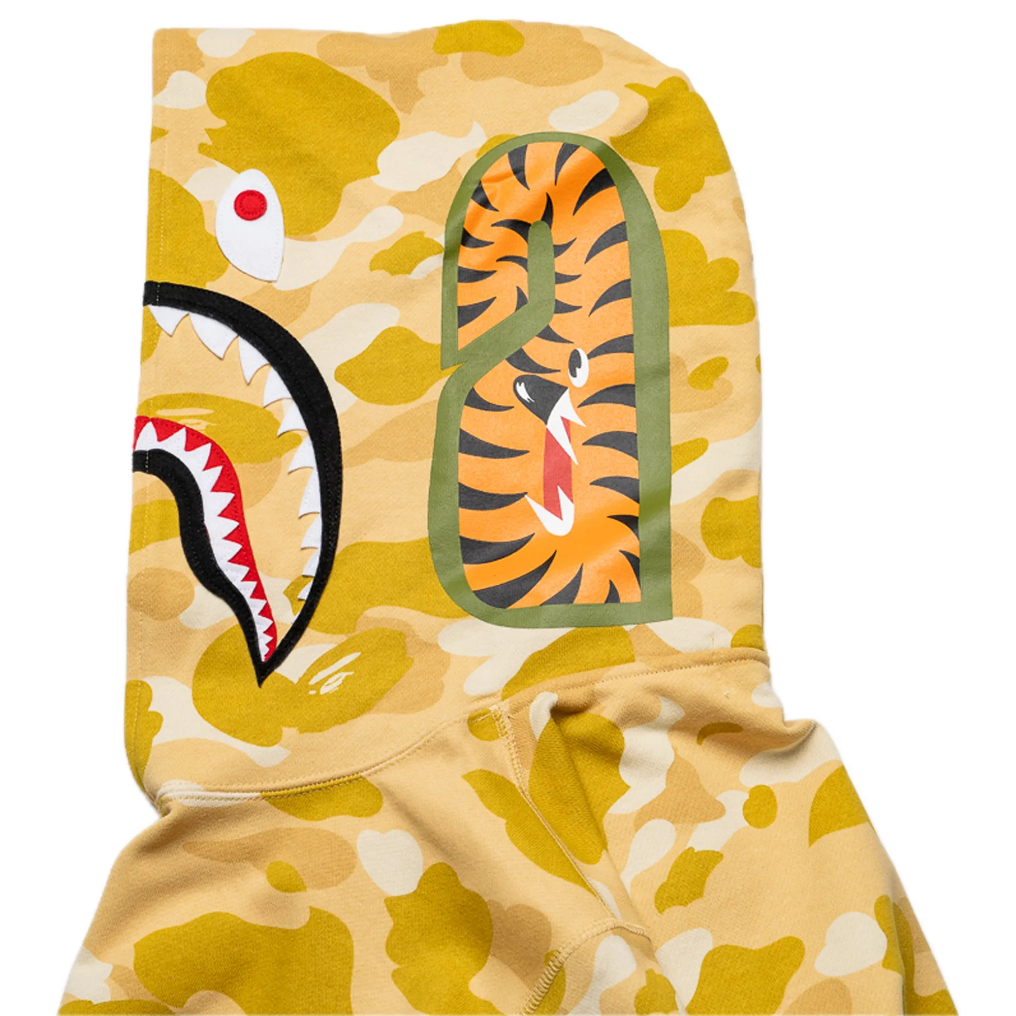 A Bathing Ape Color Camo Shark Pullover Hoodie - Yellow checkered pattern