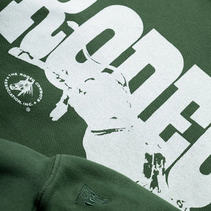 One Of These Days Go Rodeo Hoodie - Forest Green Hare like Rib Knit Hem