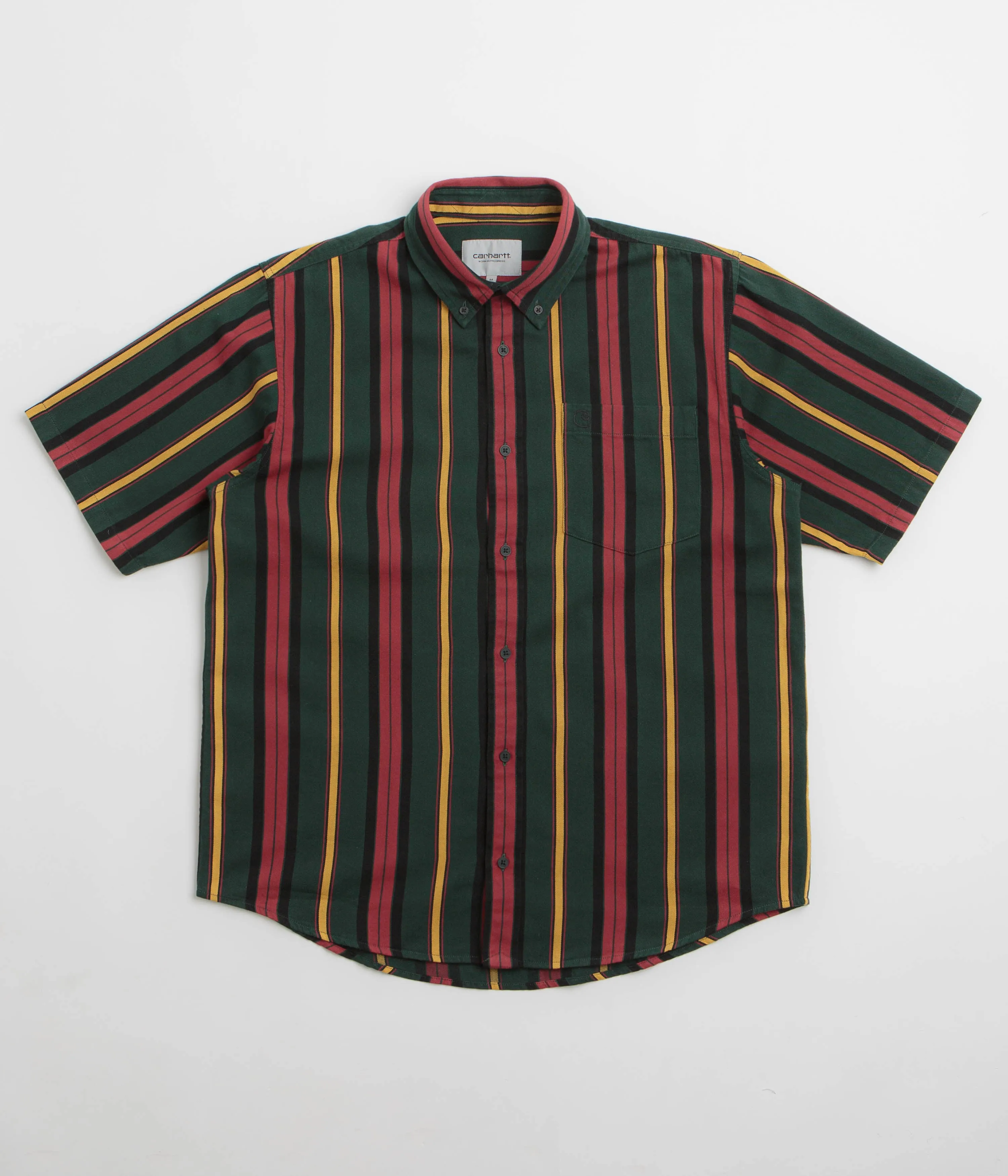 Checkered Style Team Building Carhartt Jarrell Short Sleeve Shirt - Jarrell Stripe / Conifer / Black