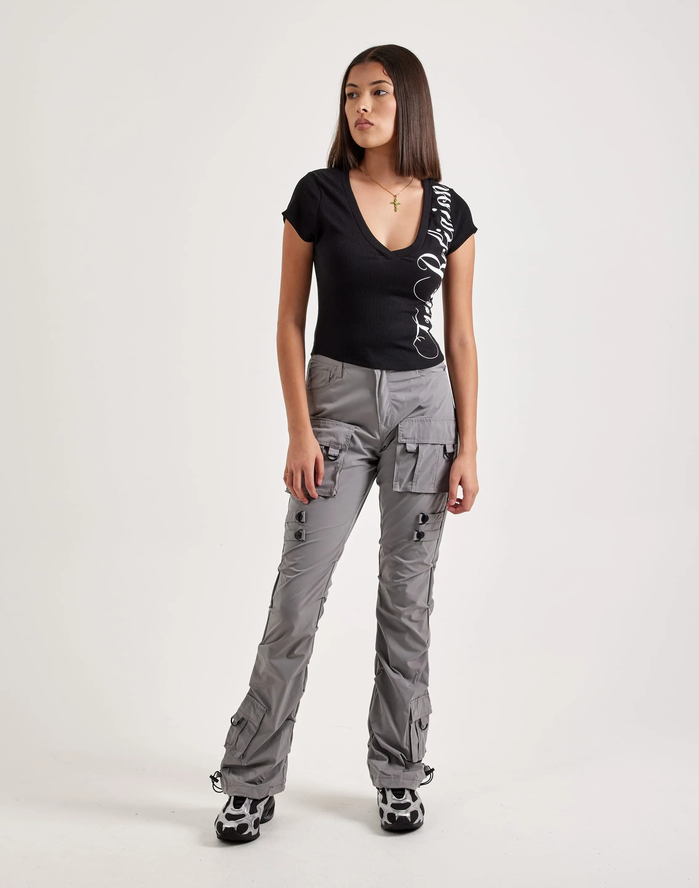 Warm Base True Religion Cap Sleeve V-Neck Tee