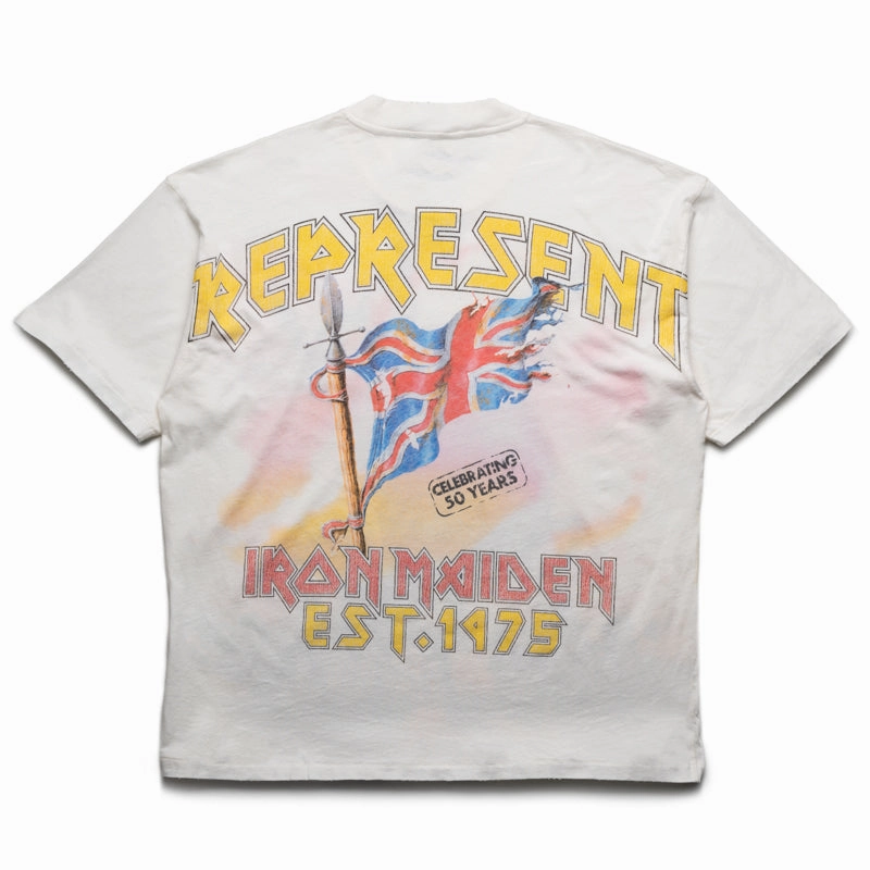 Iron Maiden x Represent Steed Tee - Flat White pom-pom Minimalist Look