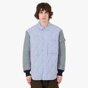 COMME des GAR?ONS HOMME Quilted Shirt Jacket White / Blue Relaxed Comfort