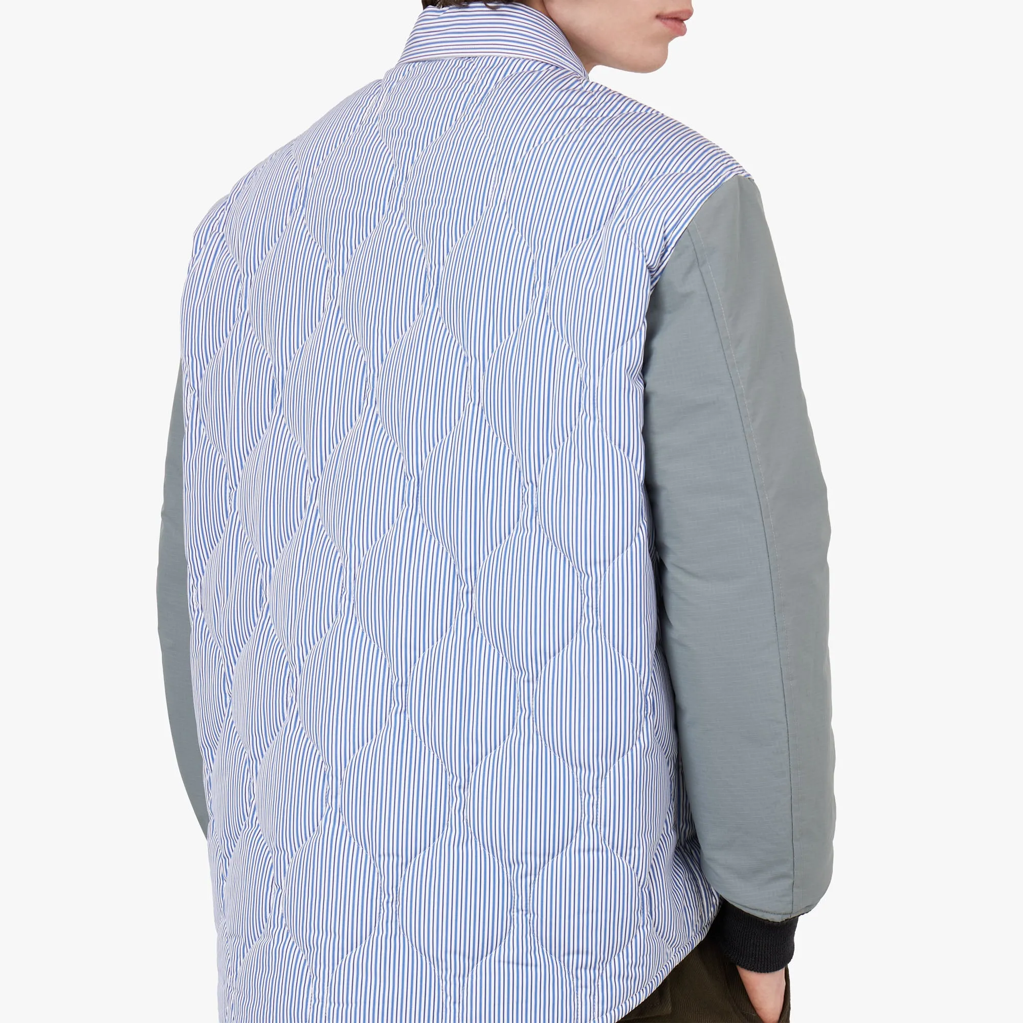 COMME des GAR?ONS HOMME Quilted Shirt Jacket White / Blue stand neck