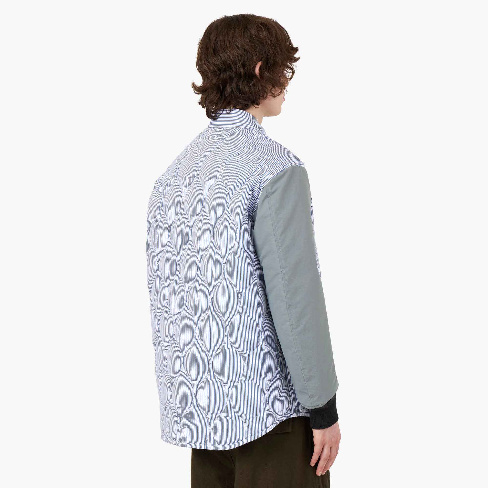 Magnetic Closures Poly Blend COMME des GAR?ONS HOMME Quilted Shirt Jacket White / Blue