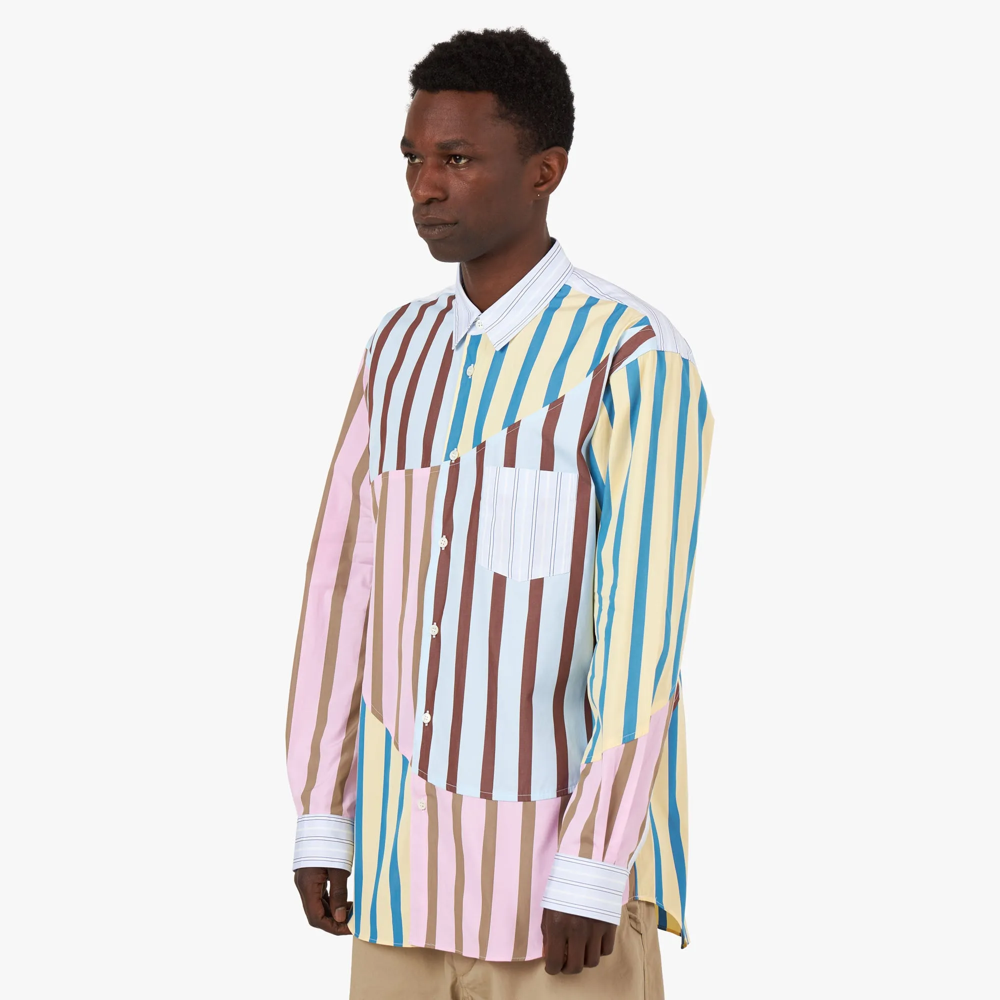COMME des GAR?ONS Shirt Cotton / Stripe Loose Comfort Earthy Hue