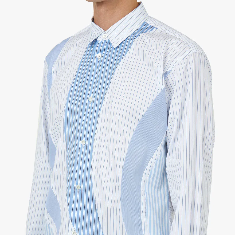 COMME des GAR?ONS SHIRT Poplin Stripe Shirt Blue / Multi Reinforced Hems